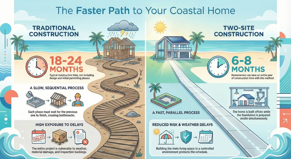 Coastal construction timeline compared to traditional construction | Seasafe Homes Coastal construction timeline compared to traditional construction